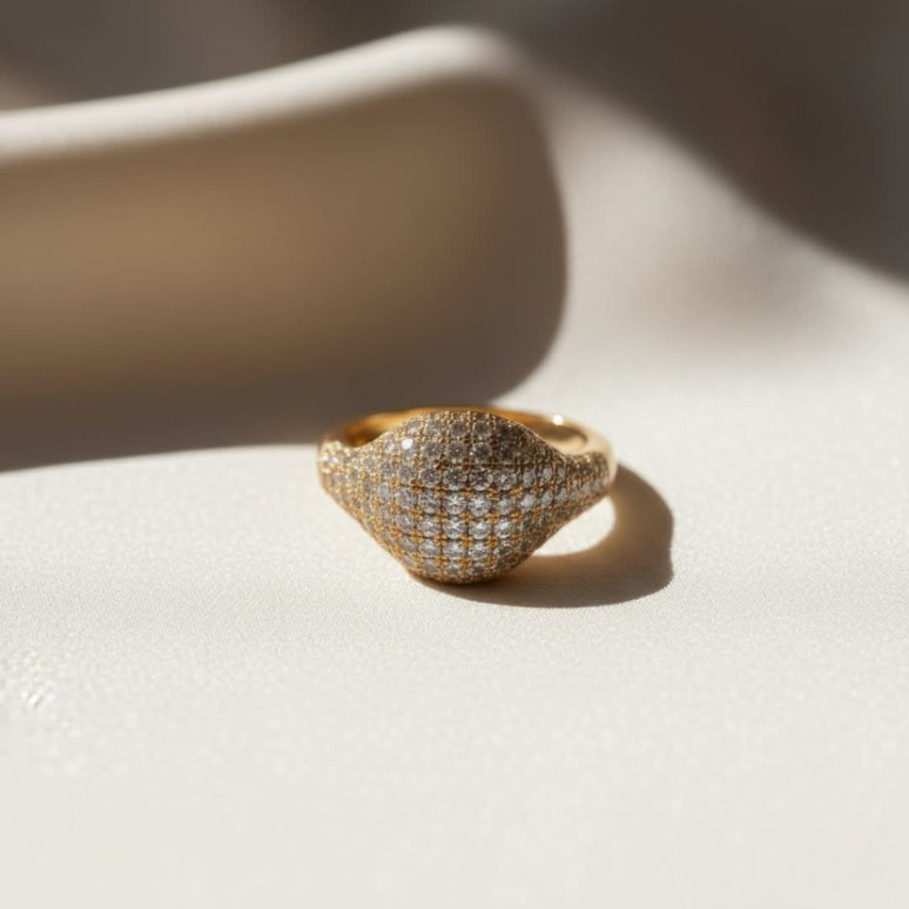 Glinsterende Koraal Koepel Gouden Ring