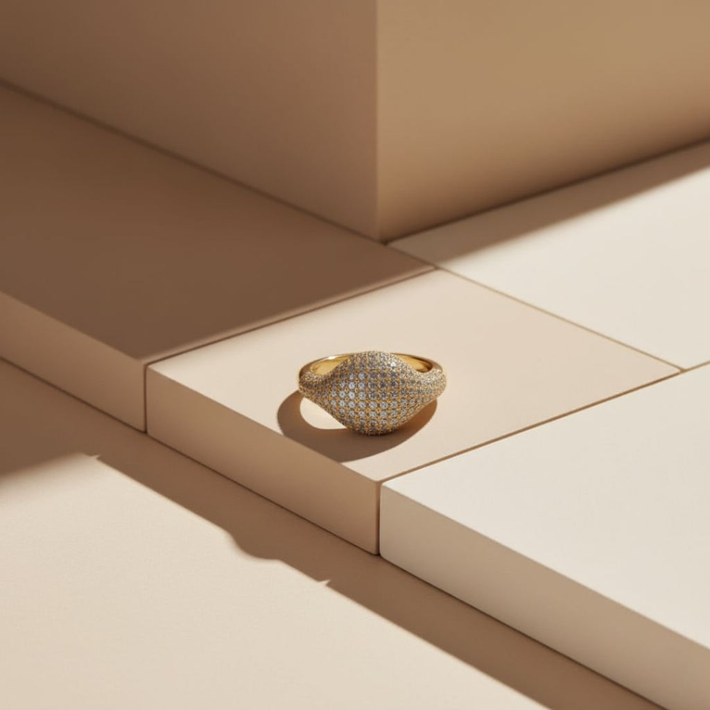 Glinsterende Koraal Koepel Gouden Ring