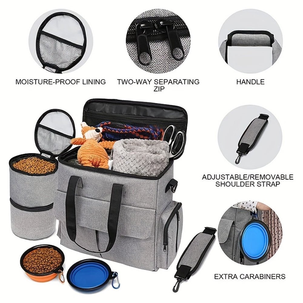 ZAINO DA VIAGGIO IMPERMEABILE PER CANI PAW BAG OUTDOOR – Zaino da viaggio per cani con ciotole pieghevoli e spazio di archiviazione