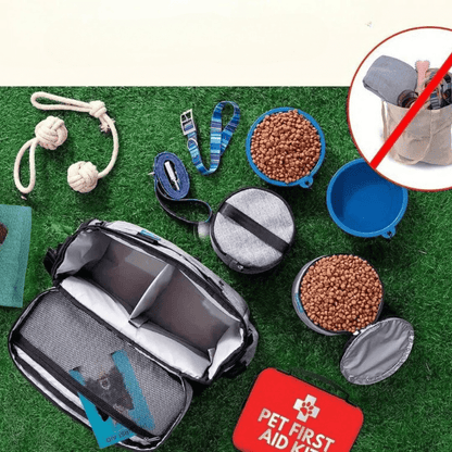 ZAINO DA VIAGGIO IMPERMEABILE PER CANI PAW BAG OUTDOOR – Zaino da viaggio per cani con ciotole pieghevoli e spazio di archiviazione