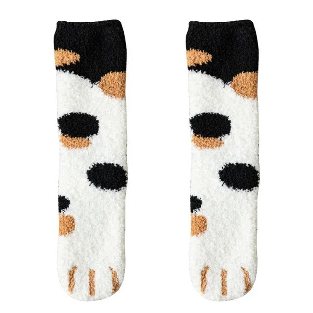 PAWLY – Meias de Algodão para Mulher com Padrão de Pata de Gato Desenho Animado Super Macias para Feminino