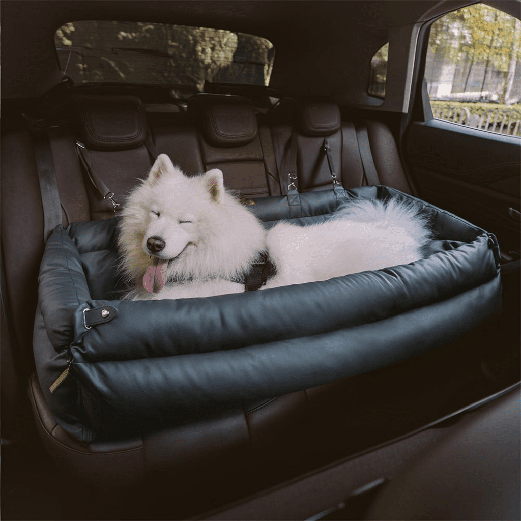 PAWPRESTIGE – Large Dog Car Seat Bed in Faux Leather with Premium Finish