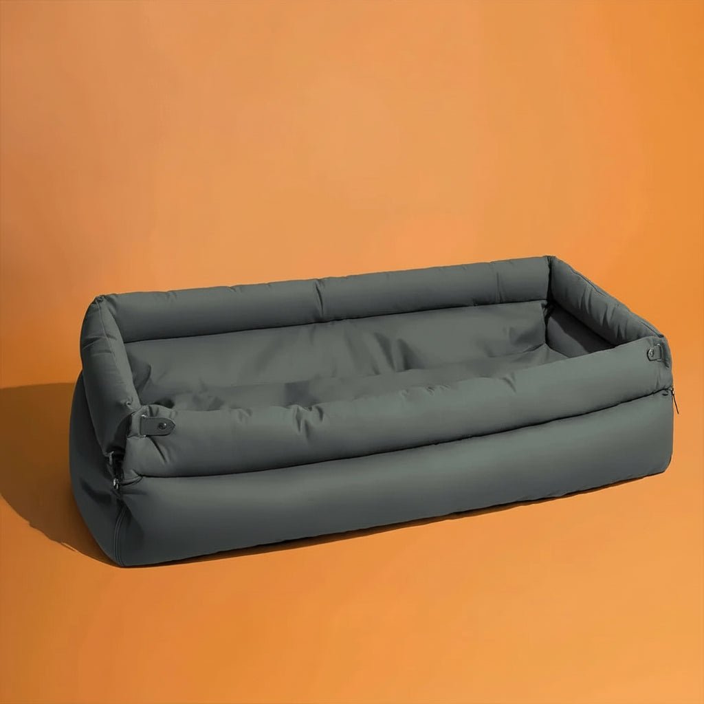 AUTOLOUNGE – Large Faux Leather Dog Car Seat Bed with Premium Finish and Non-Slip Base 9