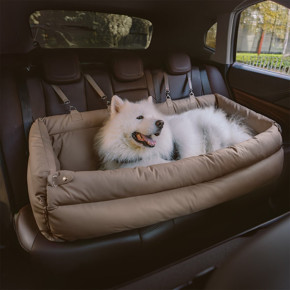 AUTOLOUNGE – Large Faux Leather Dog Car Seat Bed with Premium Finish and Non-Slip Base 4