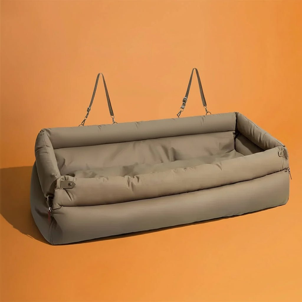 AUTOLOUNGE – Large Faux Leather Dog Car Seat Bed with Premium Finish and Non-Slip Base 8