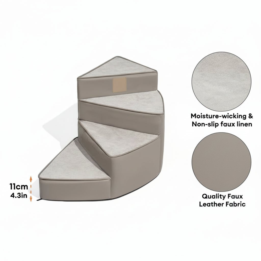 ComfortPaws - 3-Step Water-Repellent Faux Leather Pet Stairs with Non-Slip Design 1