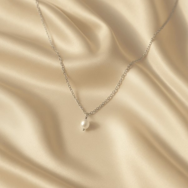 Pearl Drop Silver and Gold Necklace