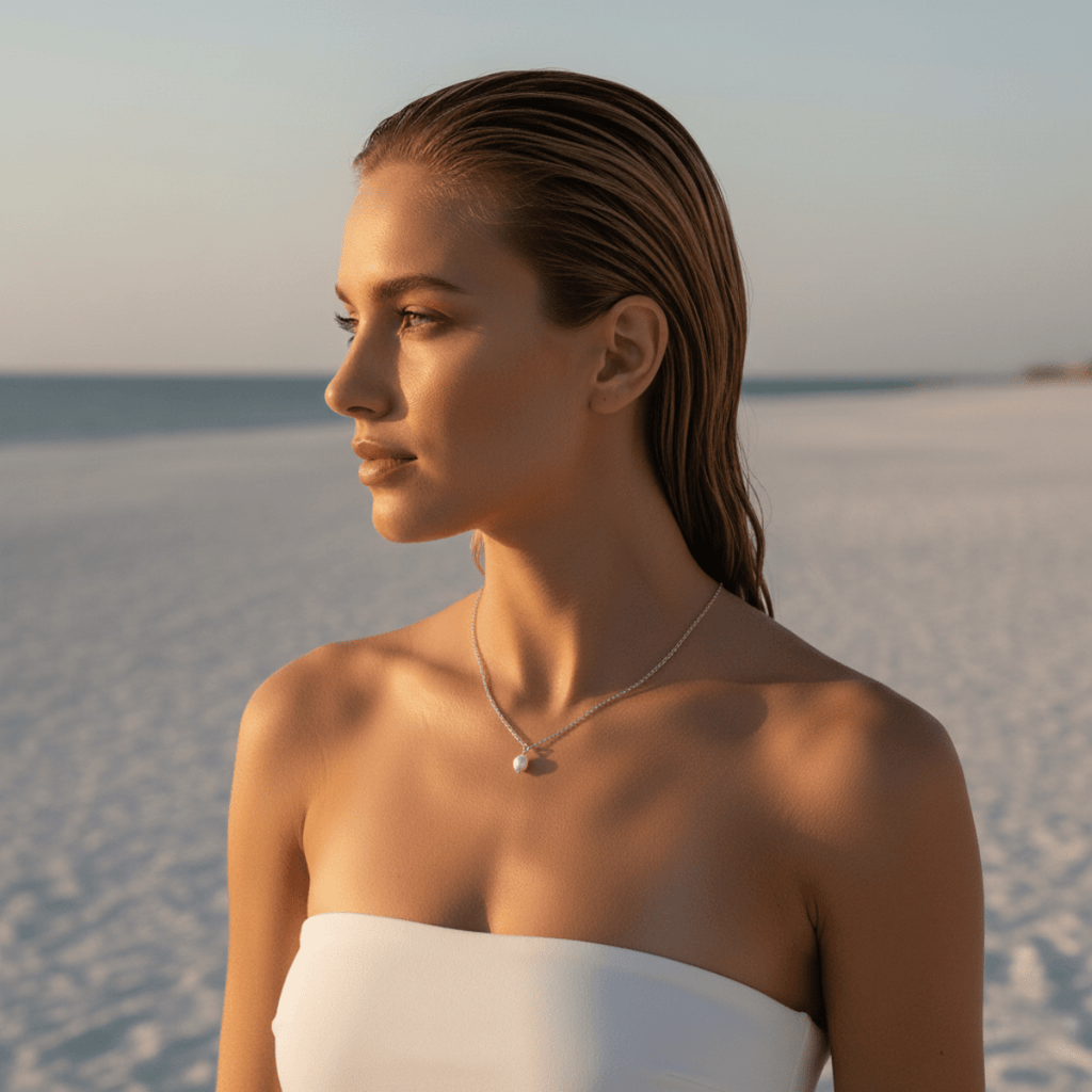 Pearl Drop Silver and Gold Necklace