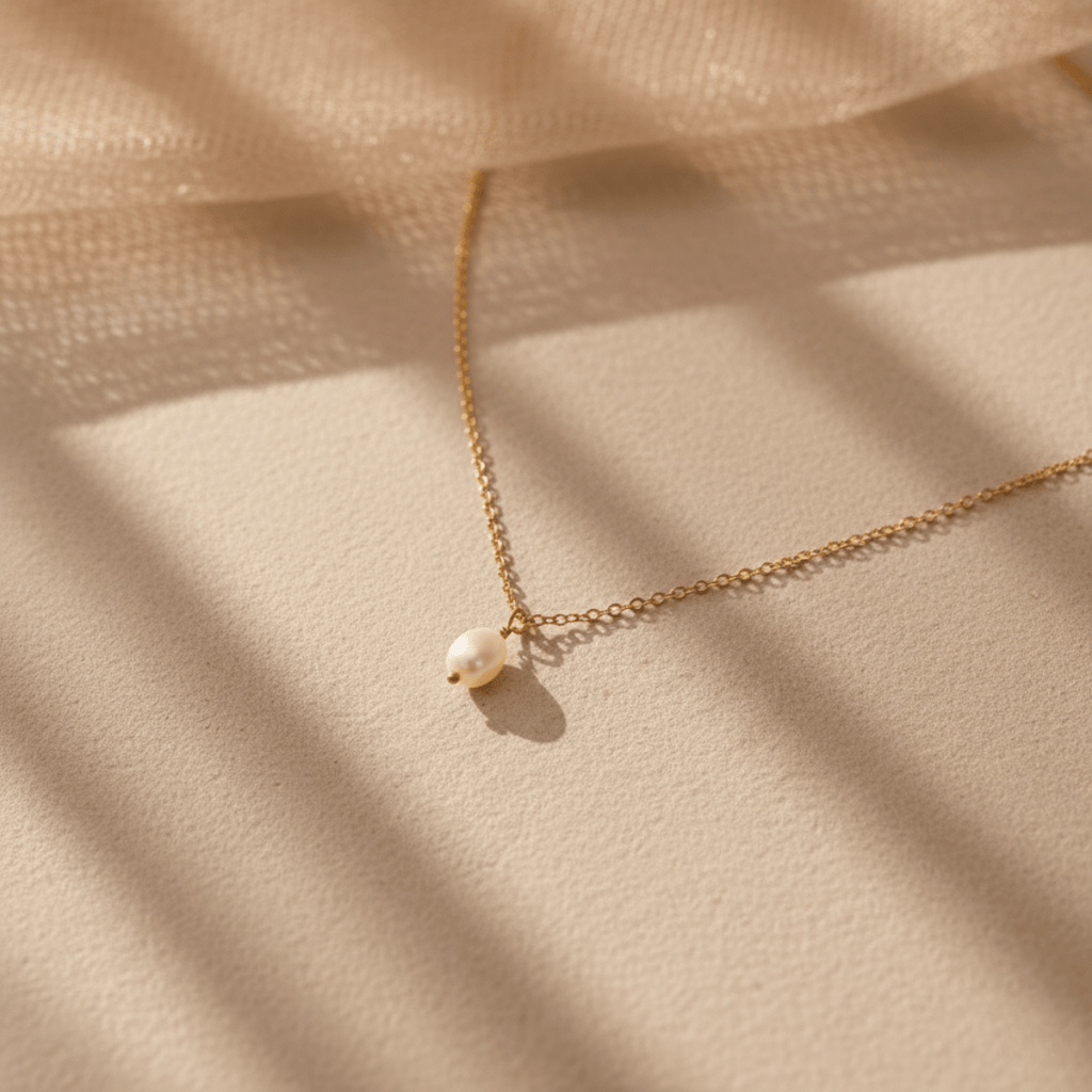 Pearl Drop Silver and Gold Necklace