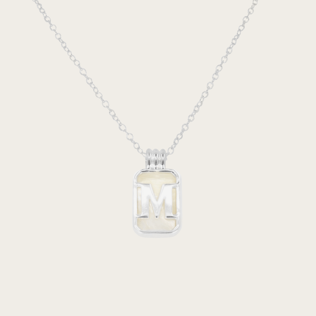 Parelmoer Initial Hanger Zilveren Ketting