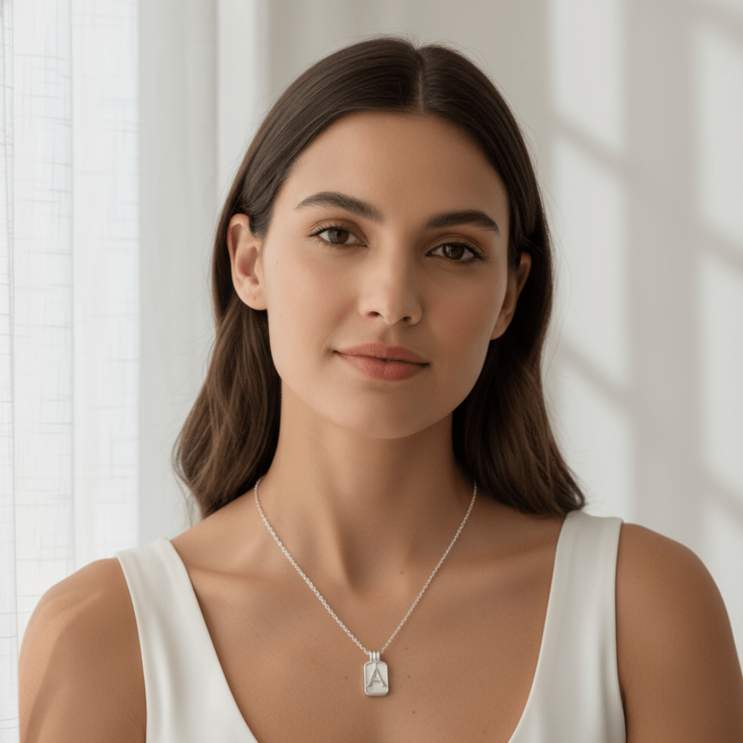 Parelmoer Initial Hanger Zilveren Ketting