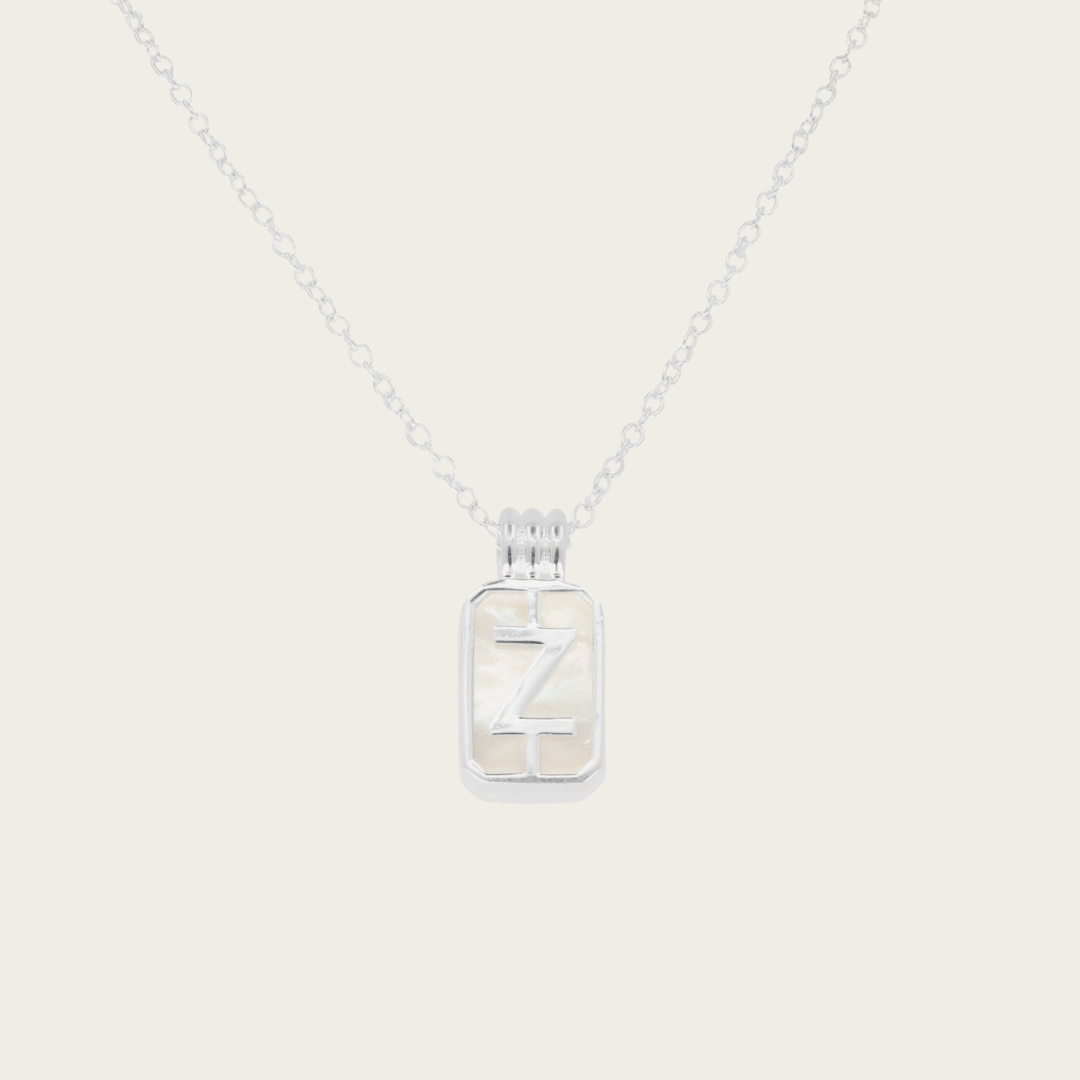 Parelmoer Initial Hanger Zilveren Ketting