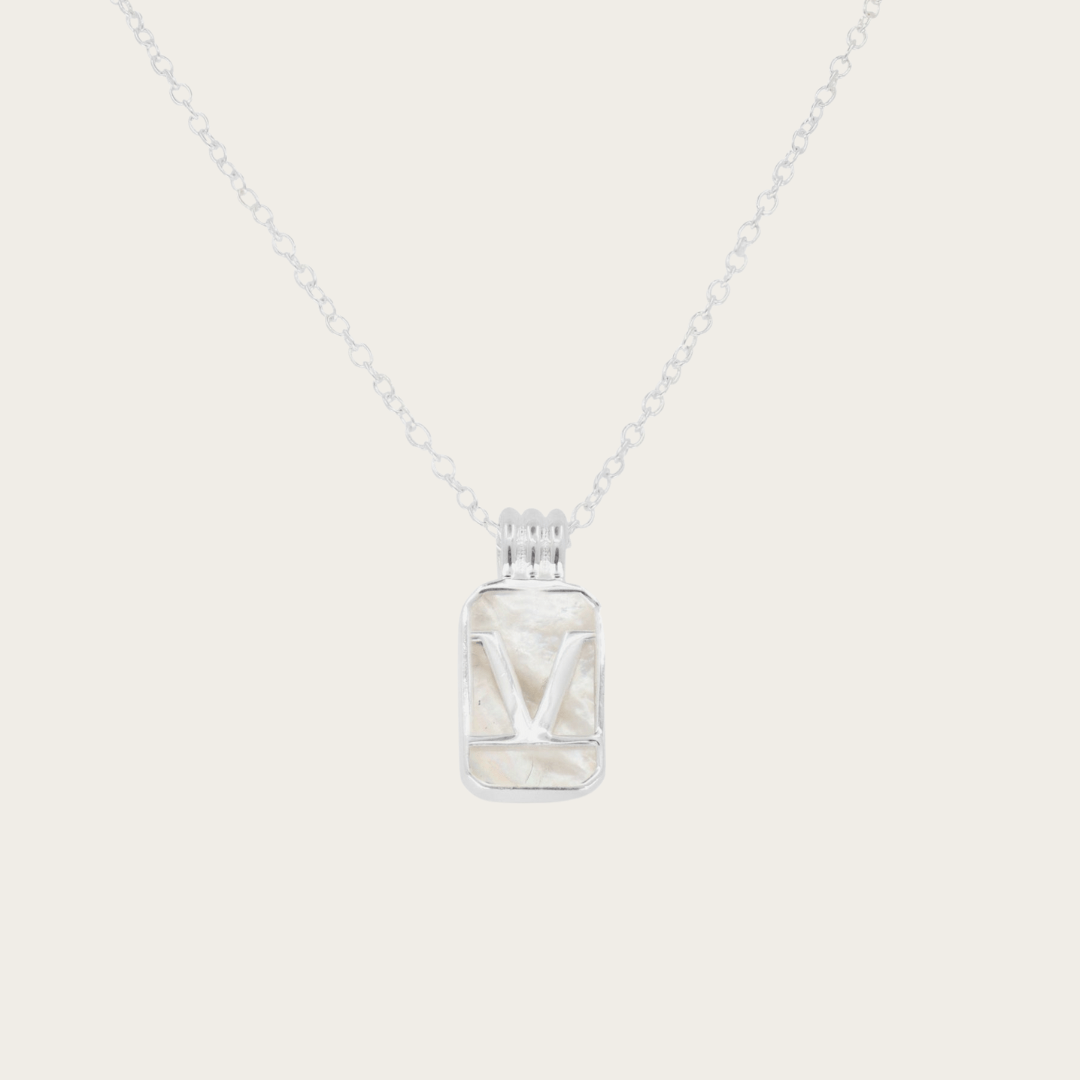 Parelmoer Initial Hanger Zilveren Ketting