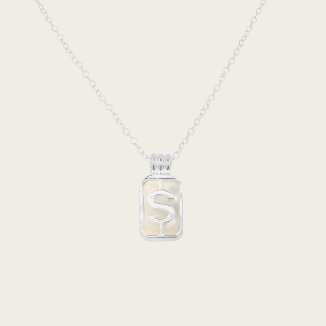 Parelmoer Initial Hanger Zilveren Ketting