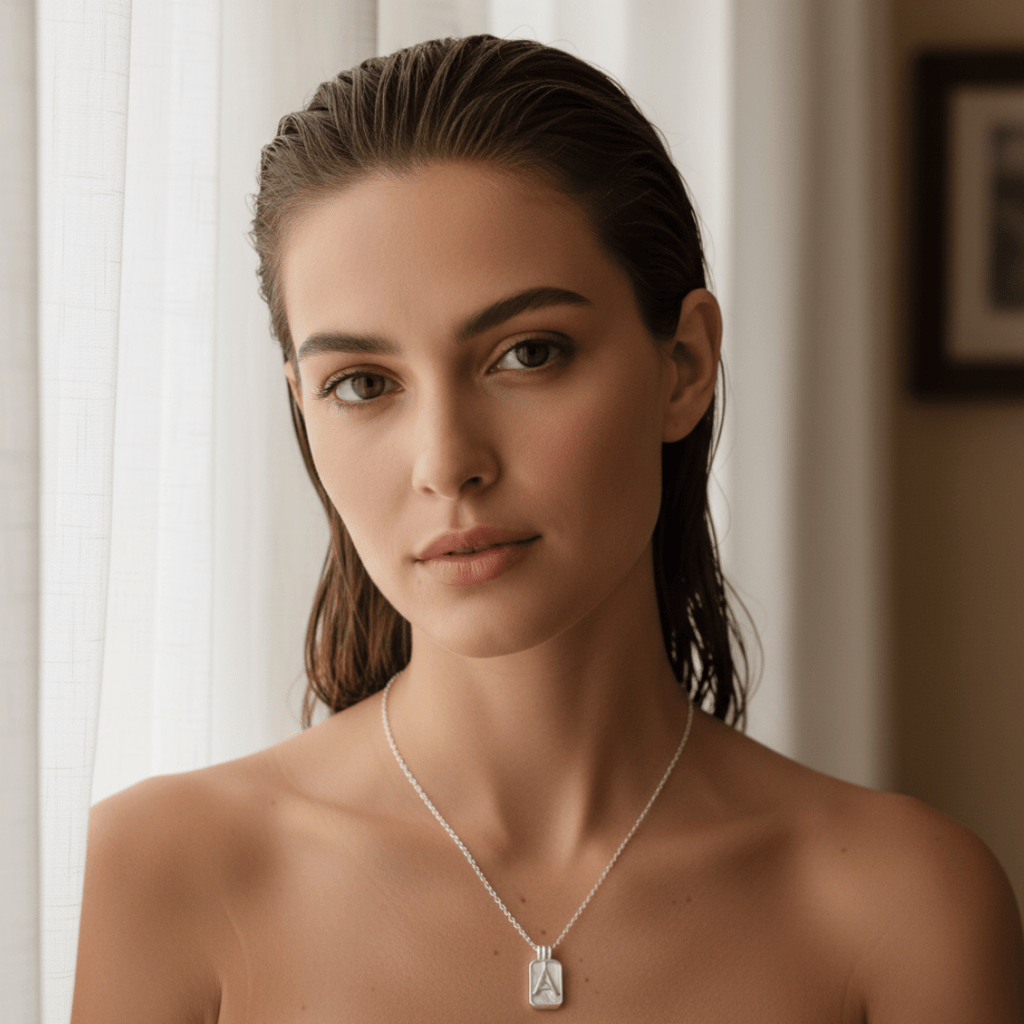 Parelmoer Initial Hanger Zilveren Ketting