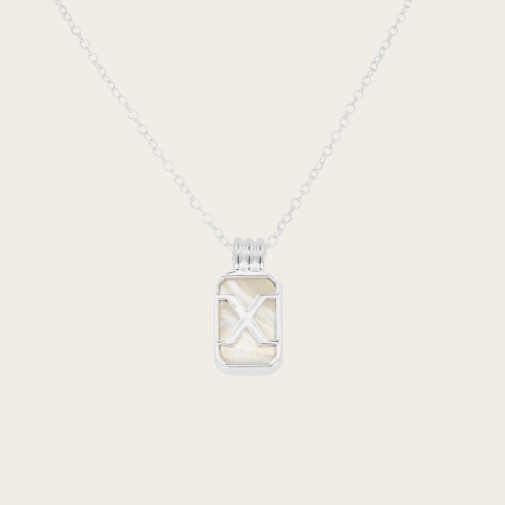 Parelmoer Initial Hanger Zilveren Ketting