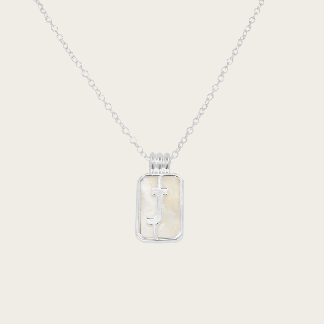 Parelmoer Initial Hanger Zilveren Ketting