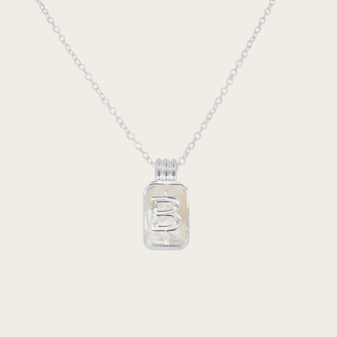 Parelmoer Initial Hanger Zilveren Ketting