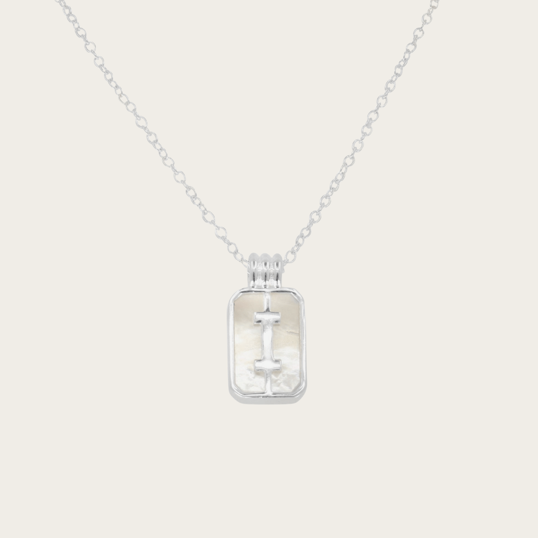 Parelmoer Initial Hanger Zilveren Ketting