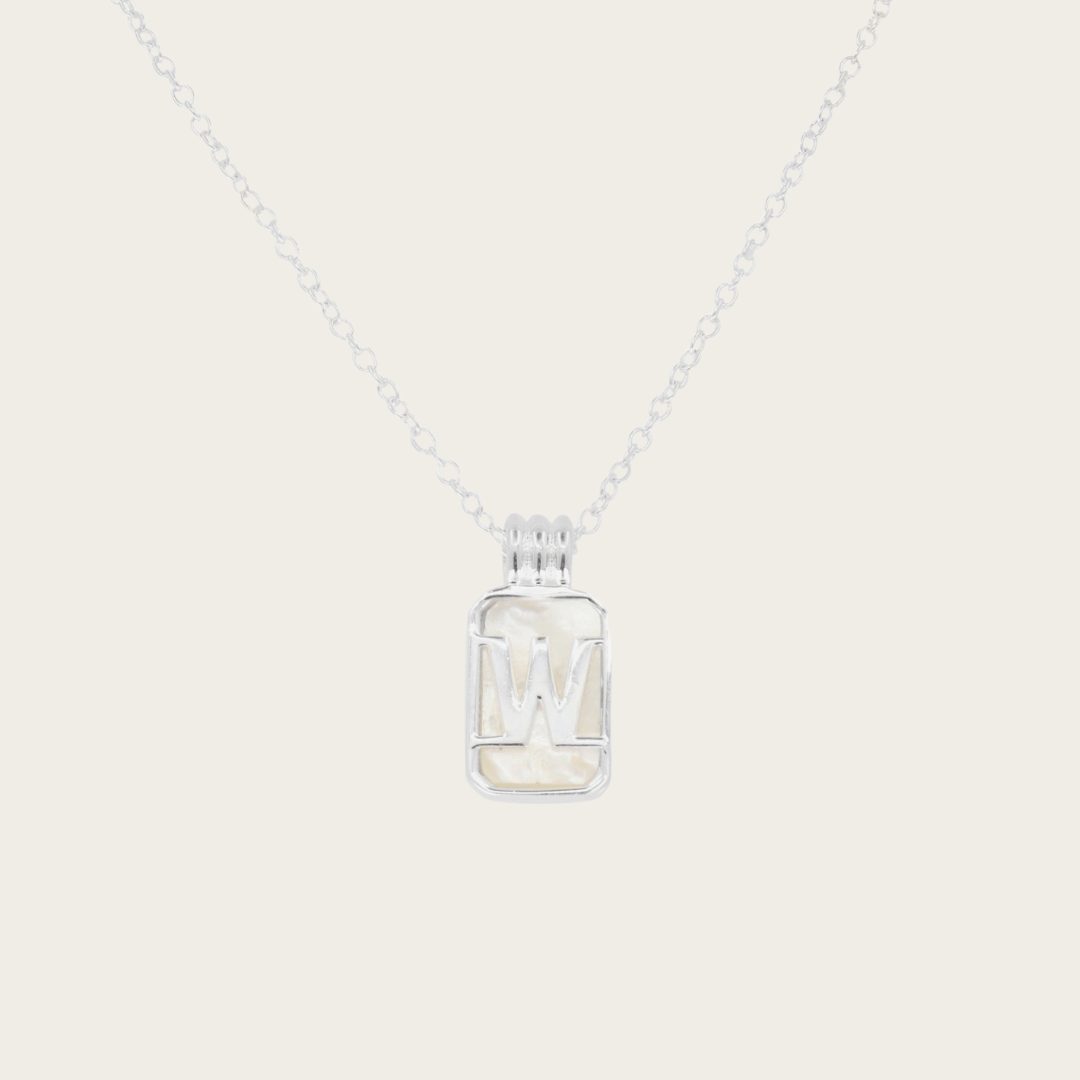 Parelmoer Initial Hanger Zilveren Ketting