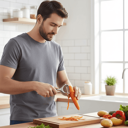 PeelMate Pro – Pelador de acero inoxidable cómodo y antideslizante para una preparación sin esfuerzo