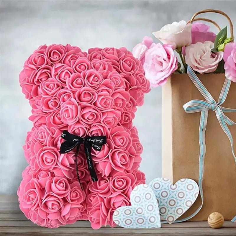 ROSEBEAR – Charming Artificial Foam Rose Bear 25cm Decorative Figurine for Gifts & Home Decor 2