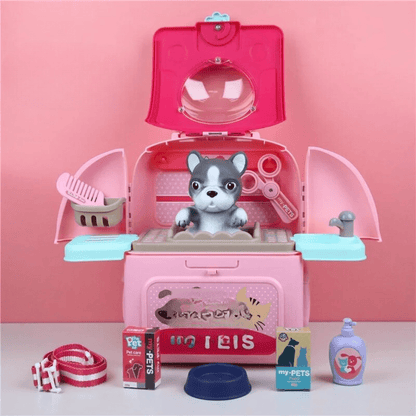Jeu d'animaux - Jeu de rôle vétérinaire portable pour enfants avec sac à dos et 16 accessoires