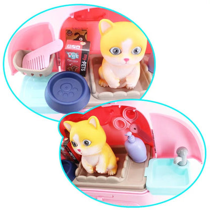 Jeu d'animaux - Jeu de rôle vétérinaire portable pour enfants avec sac à dos et 16 accessoires