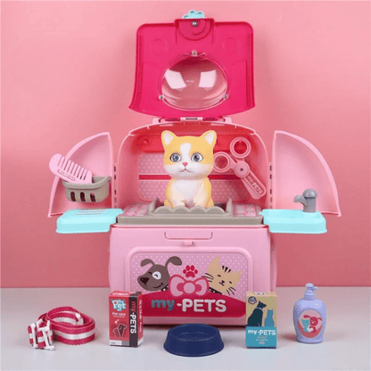 Jeu d'animaux - Jeu de rôle vétérinaire portable pour enfants avec sac à dos et 16 accessoires