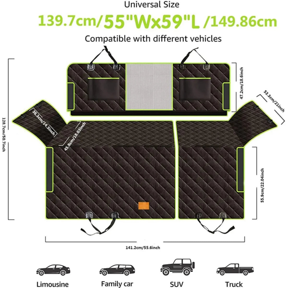 PETCRUISE – Waterproof Non-Slip Car Back Seat Cover