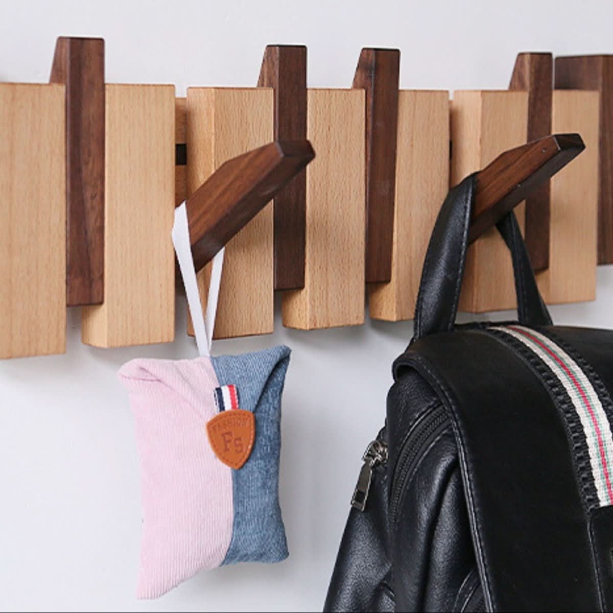 Pianohang Wall Rack-handmade wooden wall wardrobe in the piano design with foldable hooks 4