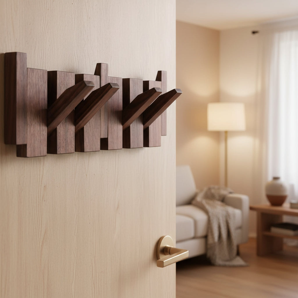 Pianohang Wall Rack-handmade wooden wall wardrobe in the piano design with foldable hooks 0
