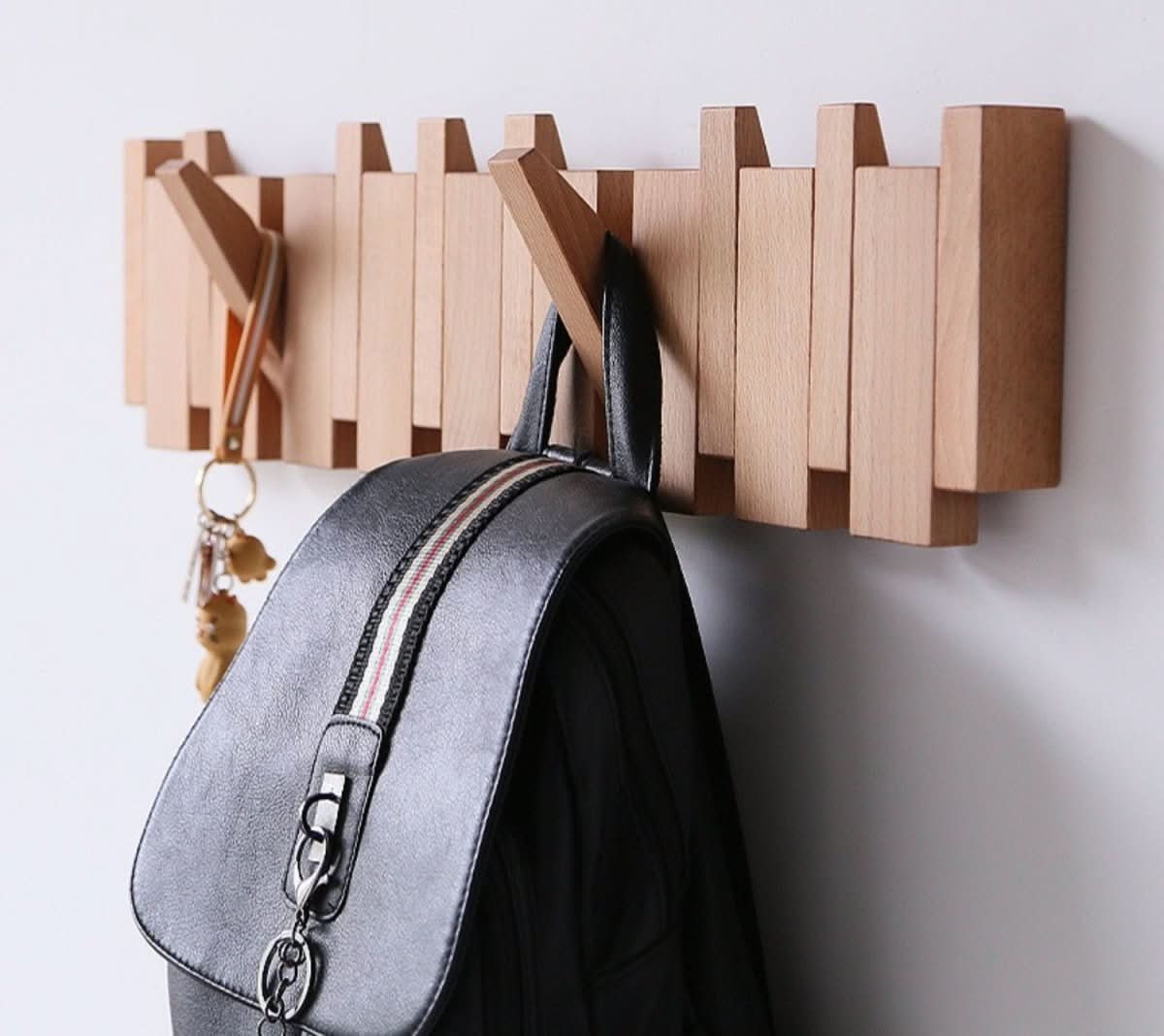 Pianohang Wall Rack-handmade wooden wall wardrobe in the piano design with foldable hooks 2