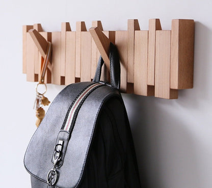 Pianohang Wall Rack-handmade wooden wall wardrobe in the piano design with foldable hooks 2