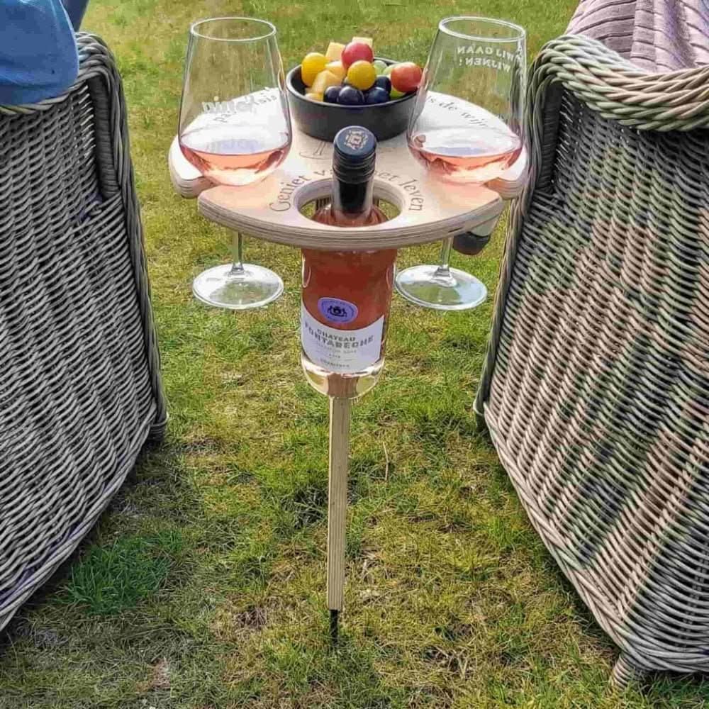 Picky Wine Table - portable picnic table for outdoor wine & snacks 0