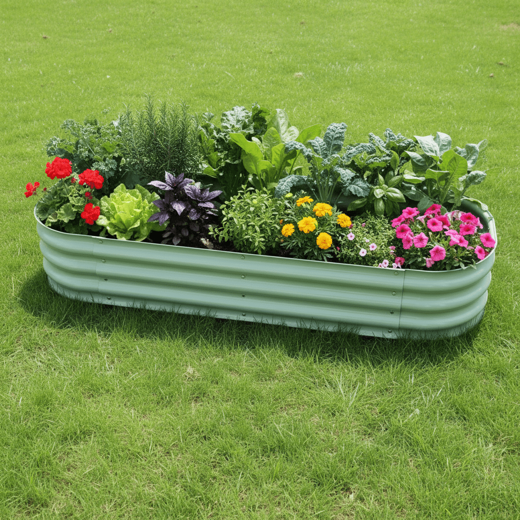 PLANTFORGE – Durable Oval Raised Garden Bed Made from Galvanised Steel