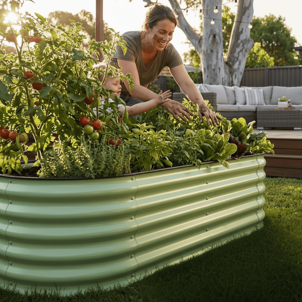 PLANTFORGE – Durable Oval Raised Garden Bed Made from Galvanised Steel
