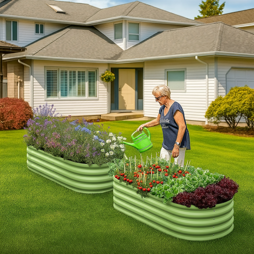 PLANTFORGE – Durable Oval Raised Garden Bed Made from Galvanised Steel