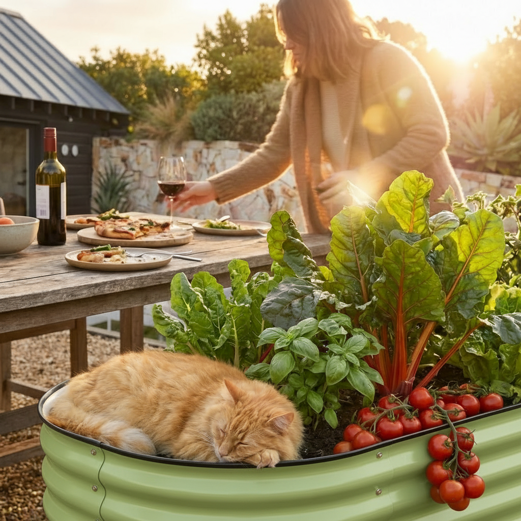 PLANTFORGE – Durable Oval Raised Garden Bed Made from Galvanised Steel