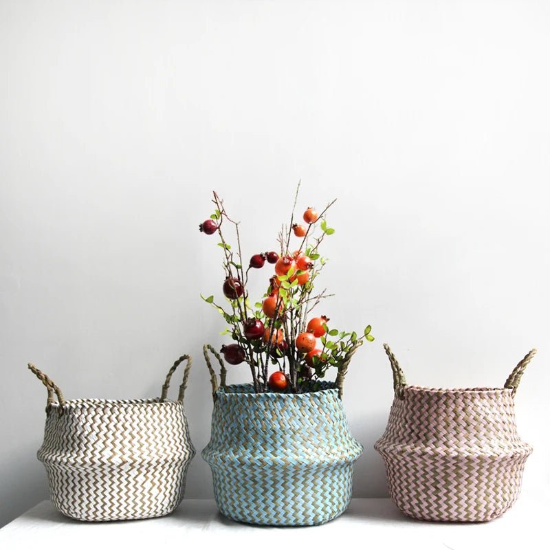FLORAHOME – Boho Handmade Wicker Storage Basket Collapsible Flower Pot 2