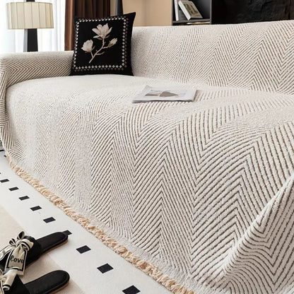 PlushGuard – Housse de canapé en chevrons, résistante aux éclaboussures et antidérapante
