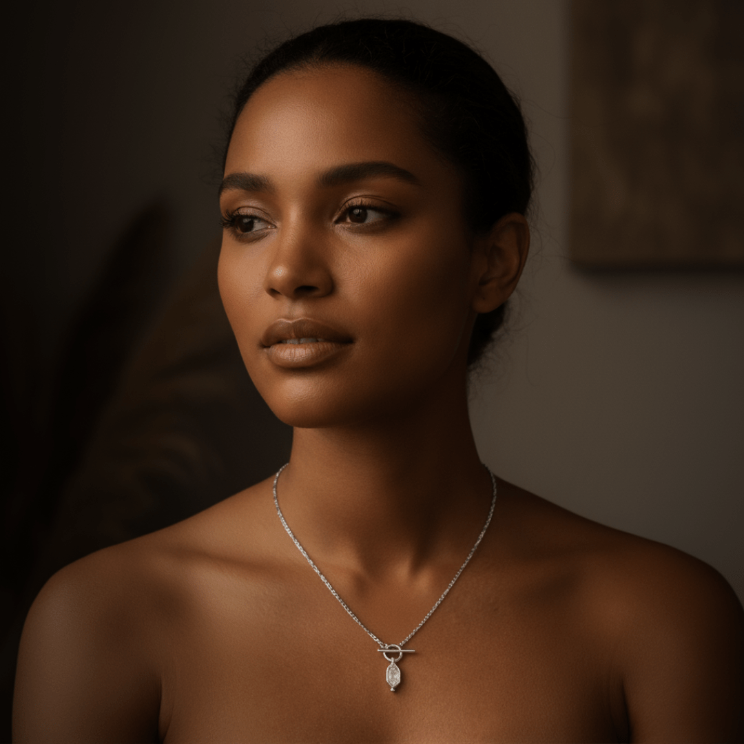 Gepolijste Zee Druppel Zilveren Ketting