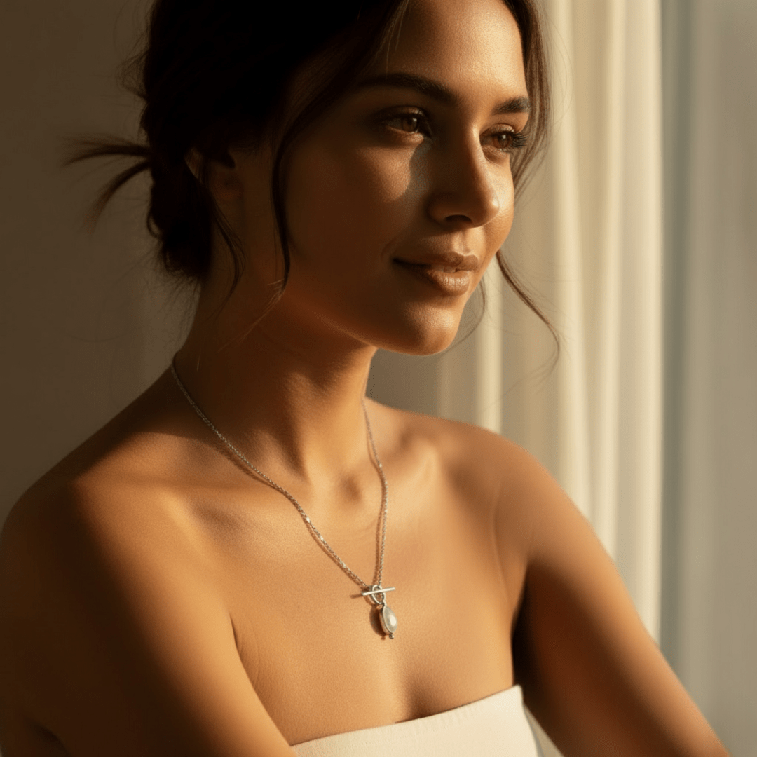 Gepolijste Zee Druppel Zilveren Ketting