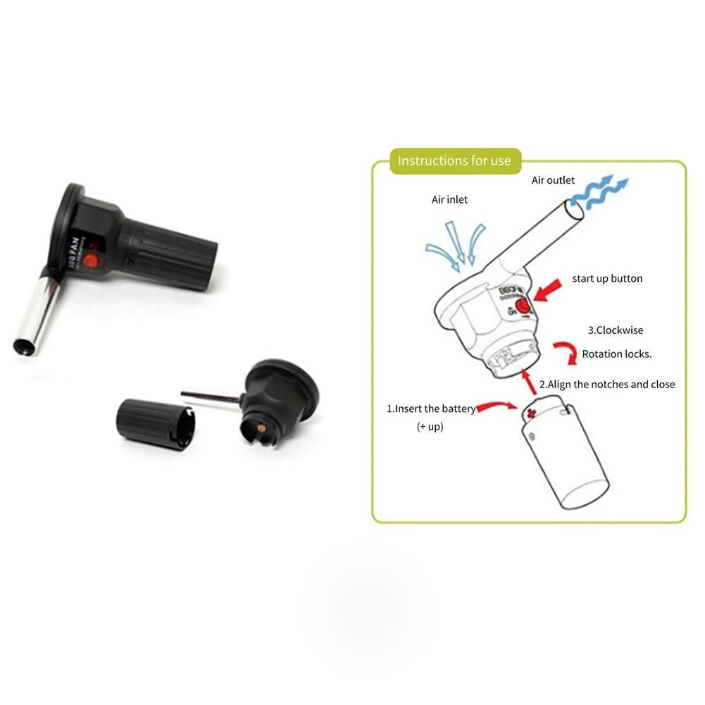 Kannettava grilli-ilmapuhallin – alumiininen käsipuhallin grillaamiseen, retkeilyyn ja piknikeille