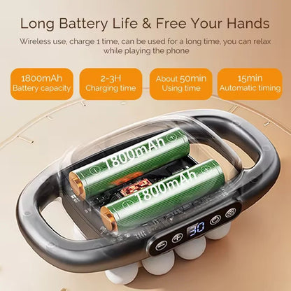 PowerRelief 8 – Pistolet de massage fascia avec 8 têtes, 3 modes et 30 niveaux d'intensité