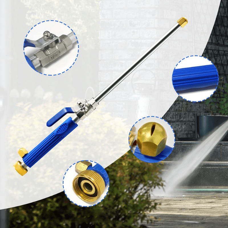 High-Pressure Power Sprayer with Adjustable Spray Head for Garden Hoses – Durable Aluminum Alloy Cleaning Tool in Blue-5
