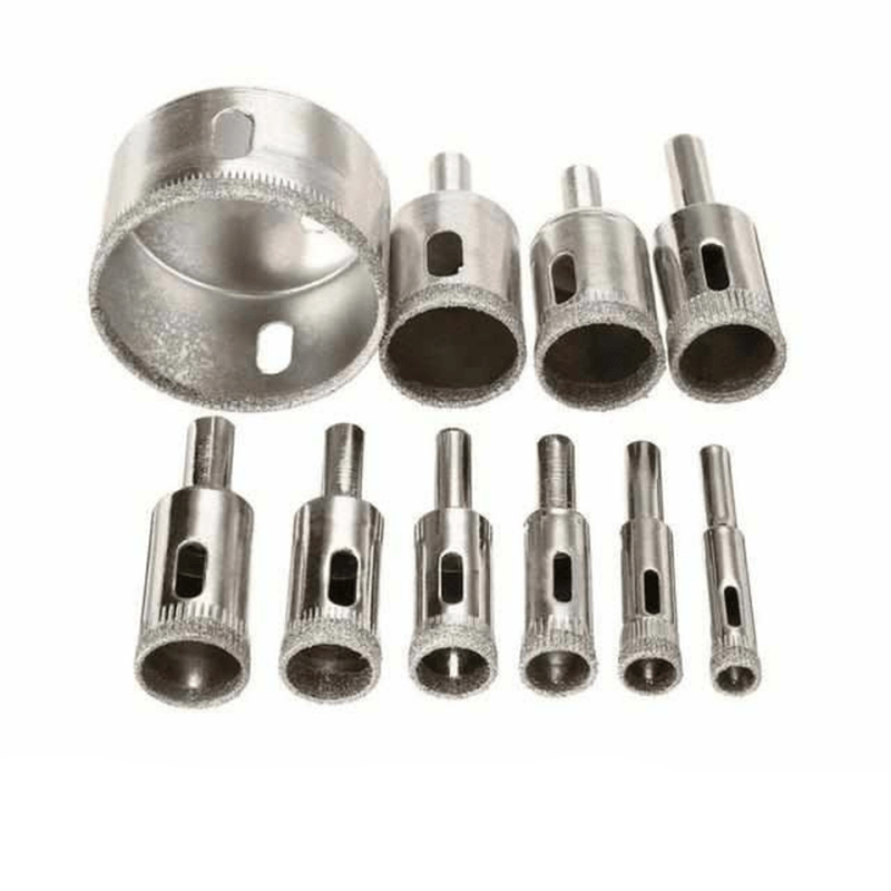Premium 10-Piece Diamond Drill Set for Glass, Tiles, Marble, and Granite - Precision Core Drills with Smooth Cuts-1