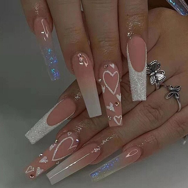  Presson chic - 24 pieces of art nails in pink for immediate elegance-1