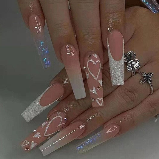 Presson chic - 24 pieces of art nails in pink for immediate elegance-1