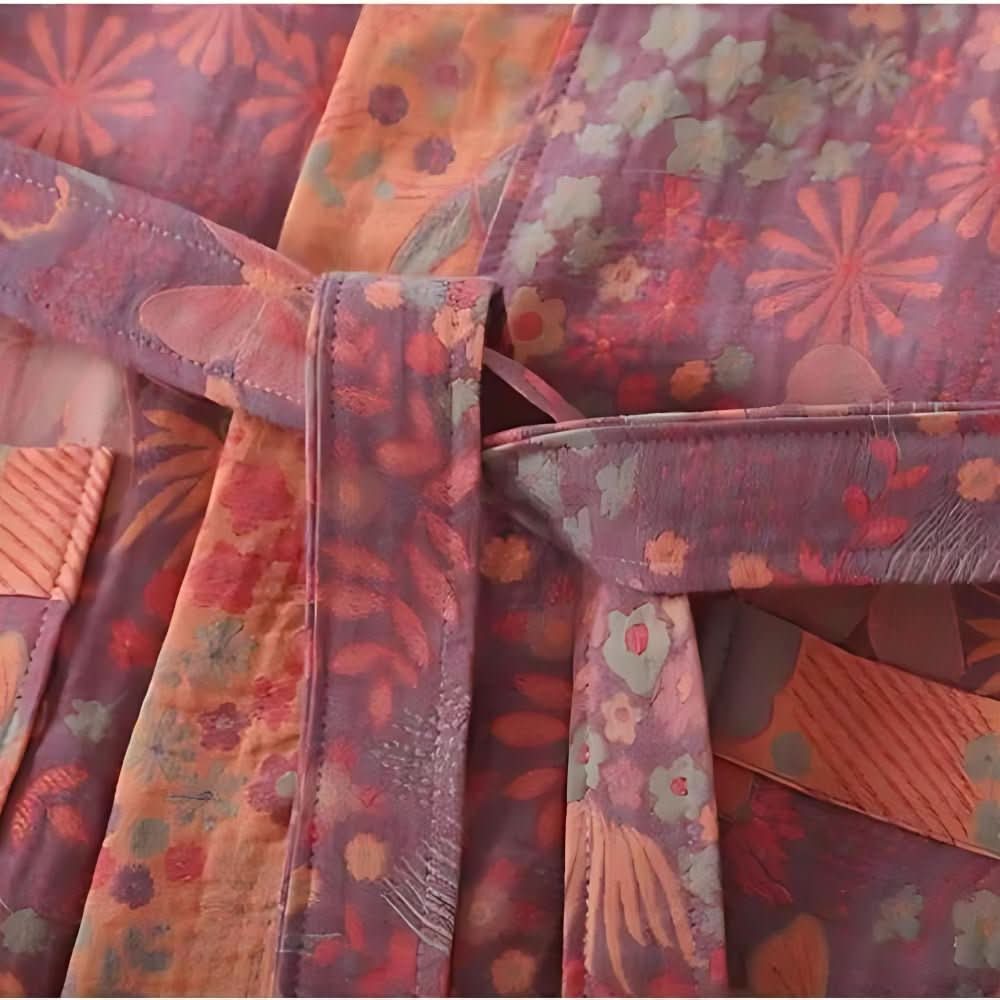 PrintLuxe Robe – Printed Cotton Bathrobe with Retro Floral Pattern